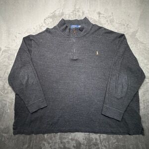 Polo Ralph Lauren Estate Rib Quarter Zip Pullover Mens 4XB Charcoal Flesh Pony